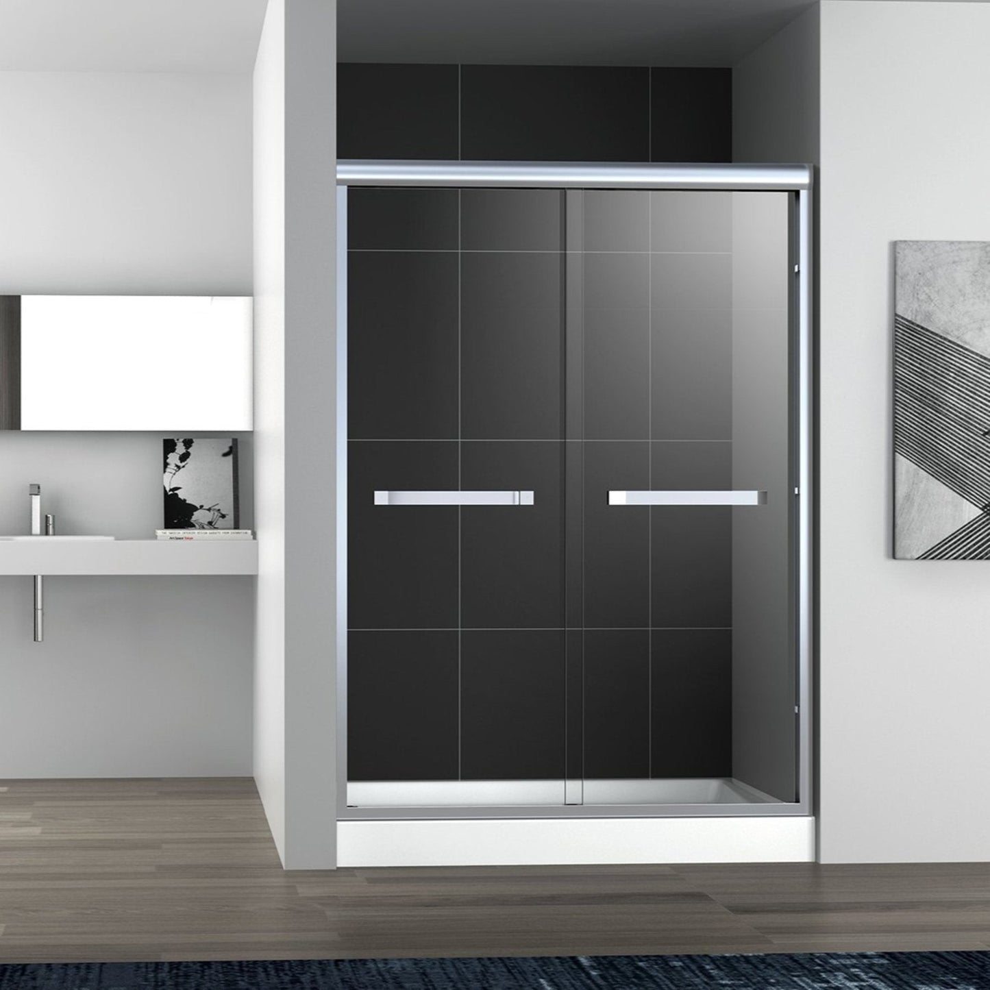 BT - SHOWER DOOR Sienna Semi- Frameless Bypass Sliding Shower Door